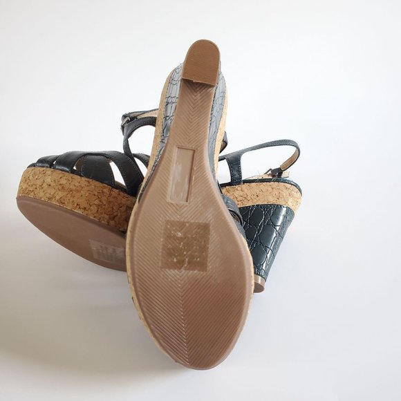 Bandolino Women's Wedge Sandals Teal Sz 6.5 - Picture 4 of 12